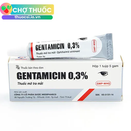 Gentamicin 0.3% Medipharco (thuốc mỡ tra mắt)